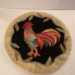 Handmade rooster chair pad 14” round.